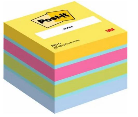 post-it notes mini cube 51 x 51 mm 400 vel assorti