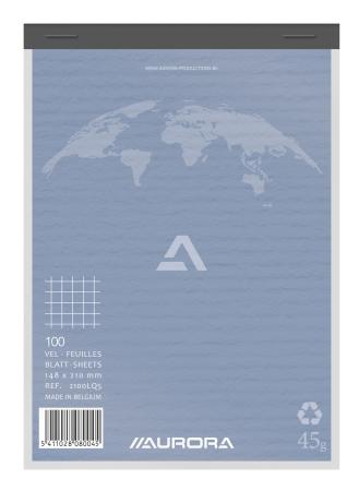 notablok 148 x 210 mm (A5) 45 gr geruit recycled