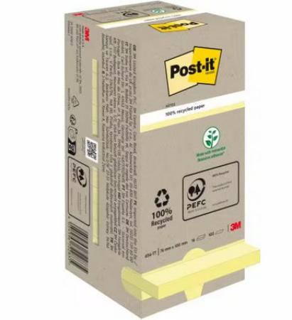 pk 16 gerecycleerde post-it notes 76 x 76 mm geel
