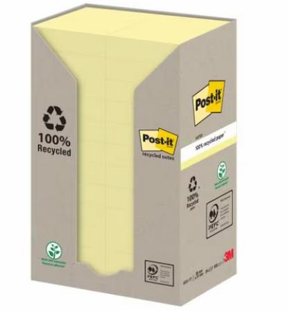pk 24 gerecycleerde post-it notes 38 x 50 mm geel