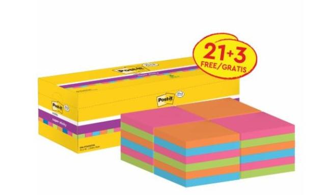 pk 24 post-it super sticky assorti neon 76 x 76mm