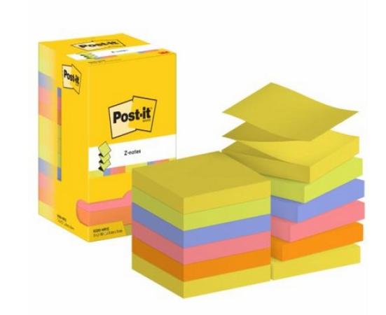 pk 12 Post-it Z-notes 76 x 76 mm assortie