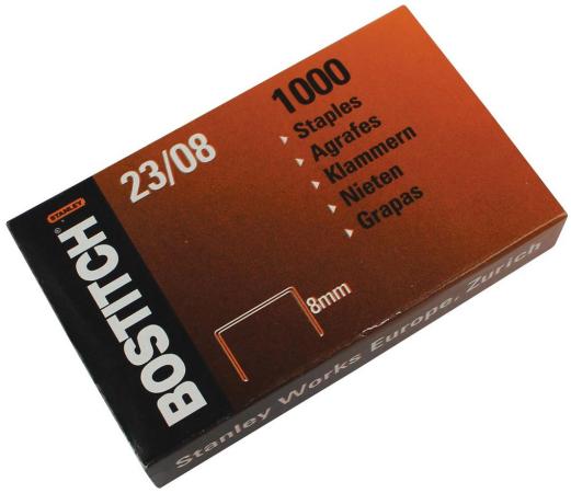 1000 nietjes bostitch 23/8 verzinkt 8 mm blokhecht