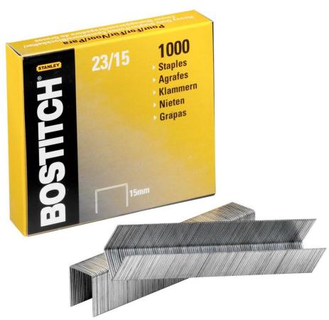1000 nietjes bostitch 23/15 verzinkt 15 mm blokhec