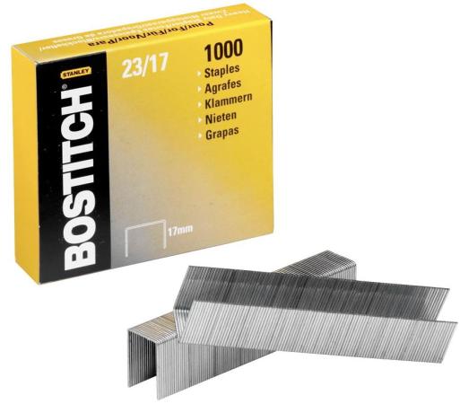 1000 nietjes bostitch 23/17 verzinkt 17 mm blokhec
