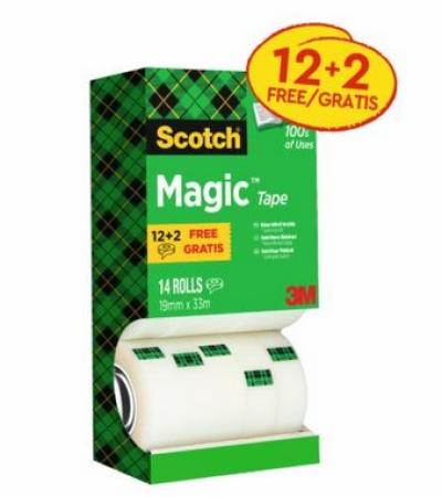 pak 14 rol plakband scotch magic tape 19 mm x 33 m